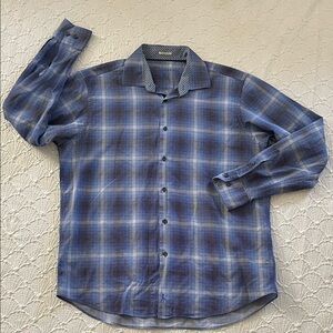 TaylorByrd Men's Blue Plaid Shirt Sz XL 💯% Cotton